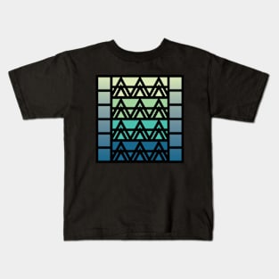 “Dimensional Peaks” - V.3 Blue/Green - (Geometric Art) (Dimensions) - Doc Labs Kids T-Shirt